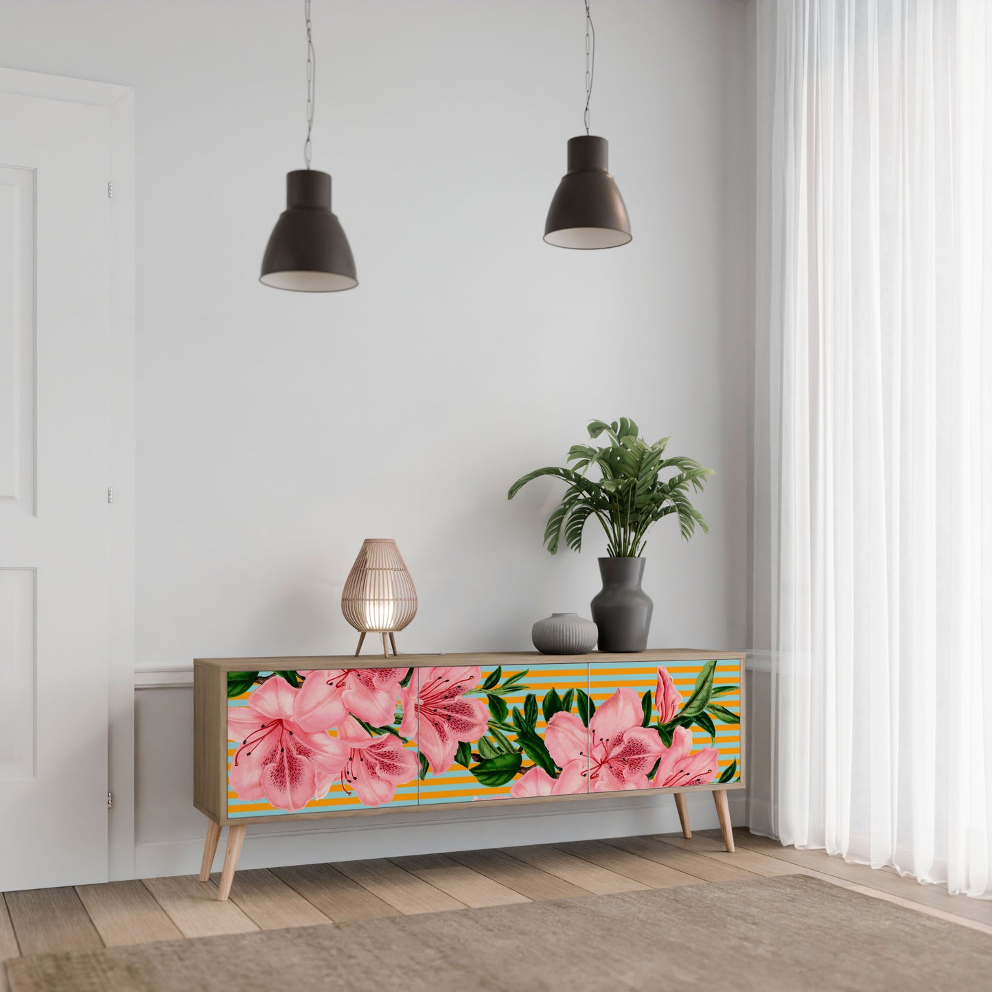 FRAGILE BEAUTY Mobile TV a 3 Ante in Effetto Rovere