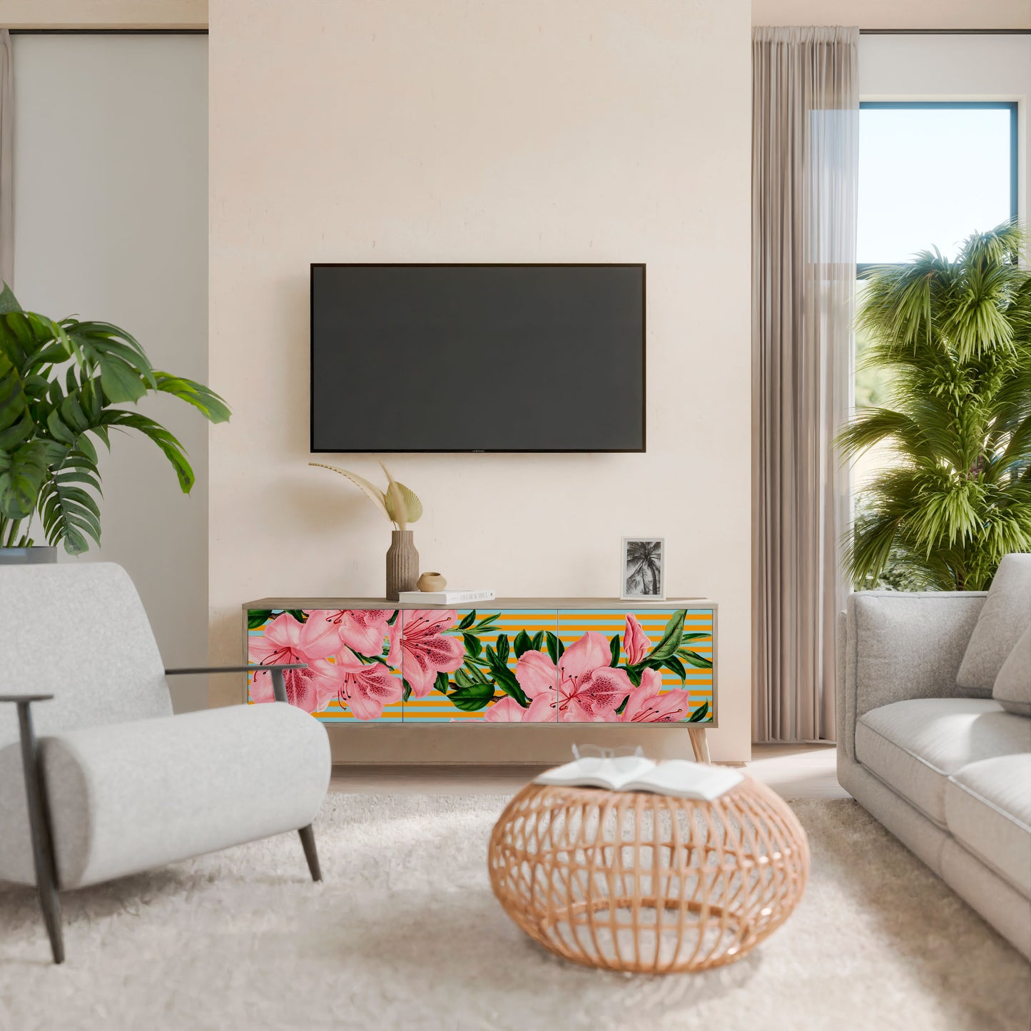 FRAGILE BEAUTY Mobile TV a 3 Ante in Effetto Rovere