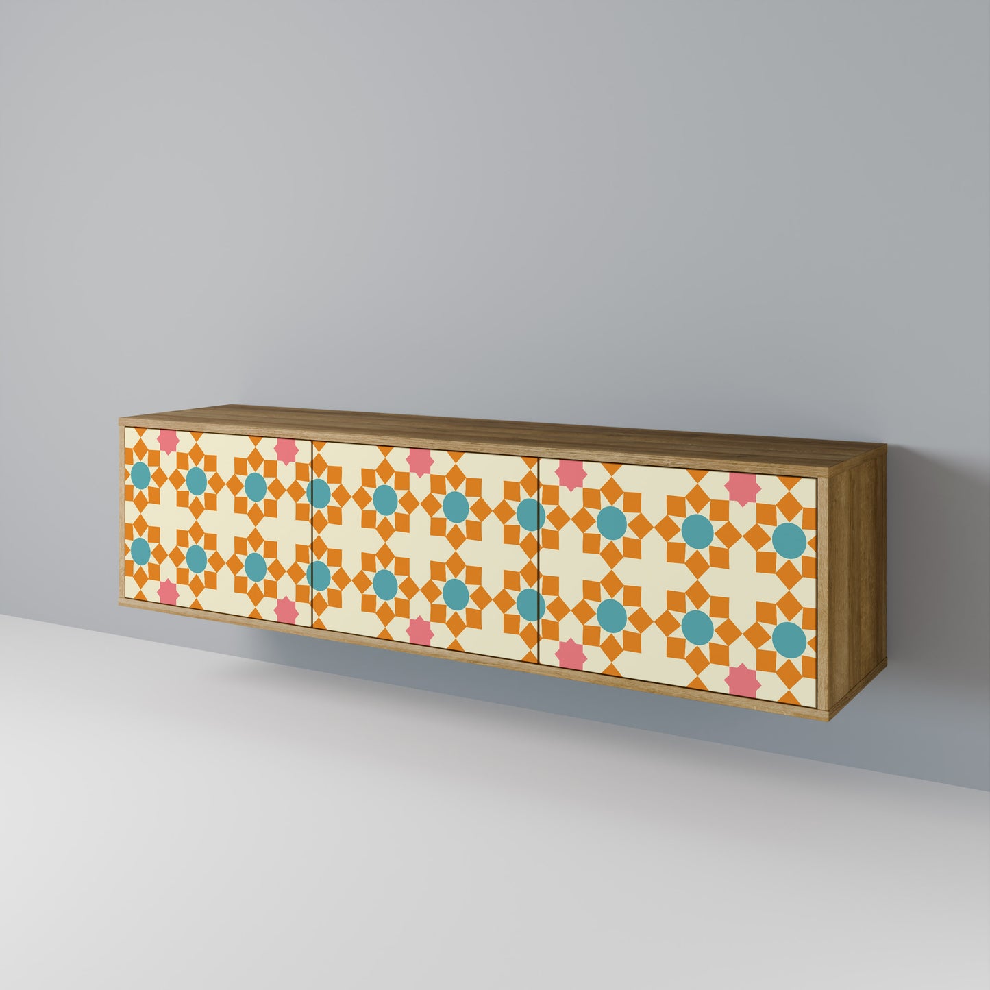 FLORAL DECOR Mobile TV a 3 Ante in Effetto Rovere