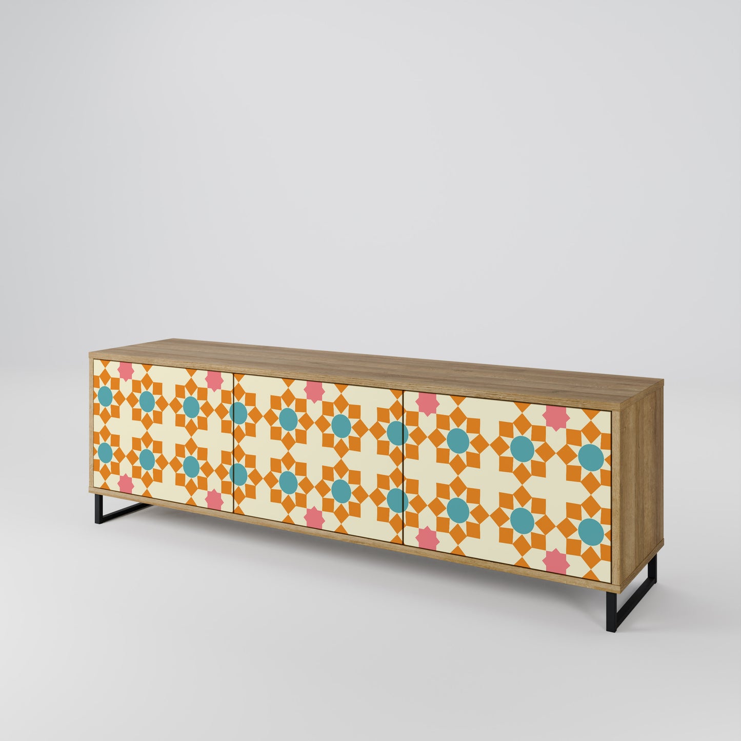 FLORAL DECOR Mobile TV a 3 Ante in Effetto Rovere