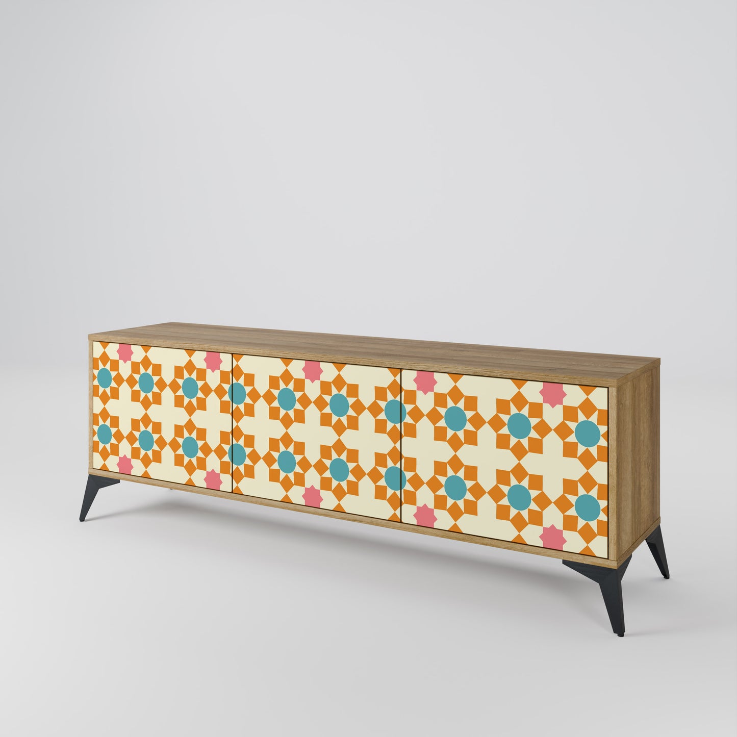 FLORAL DECOR Mobile TV a 3 Ante in Effetto Rovere