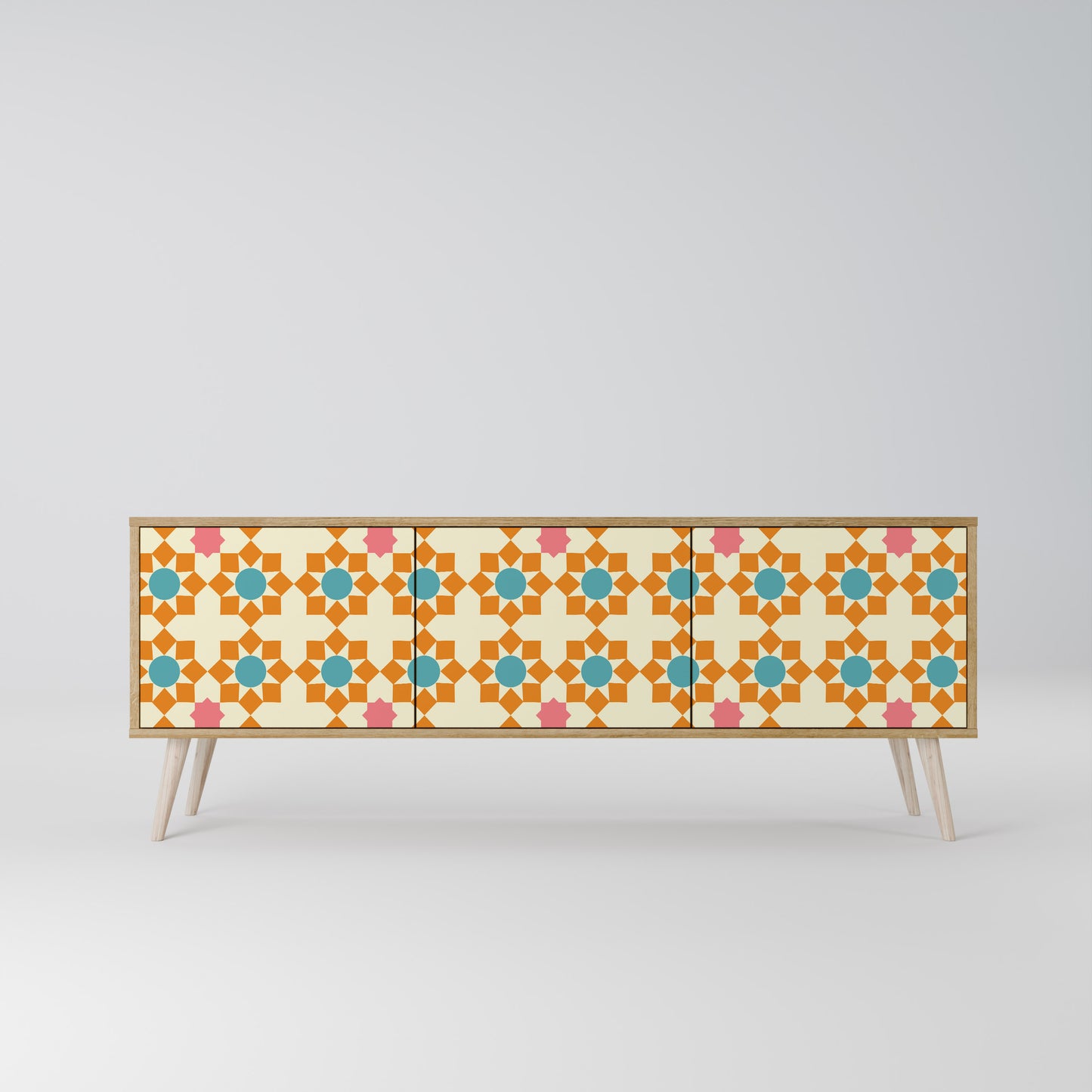 FLORAL DECOR Mobile TV a 3 Ante in Effetto Rovere