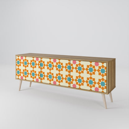 FLORAL DECOR Mobile TV a 3 Ante in Effetto Rovere
