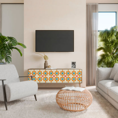 FLORAL DECOR Mobile TV a 3 Ante in Effetto Rovere