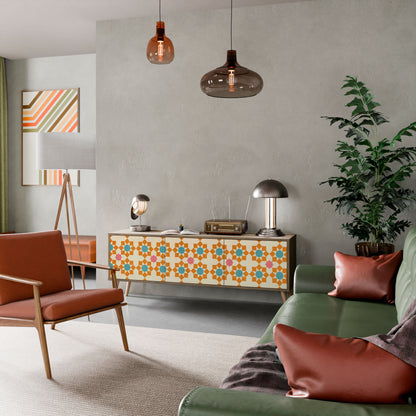 FLORAL DECOR Mobile TV a 3 Ante in Effetto Rovere