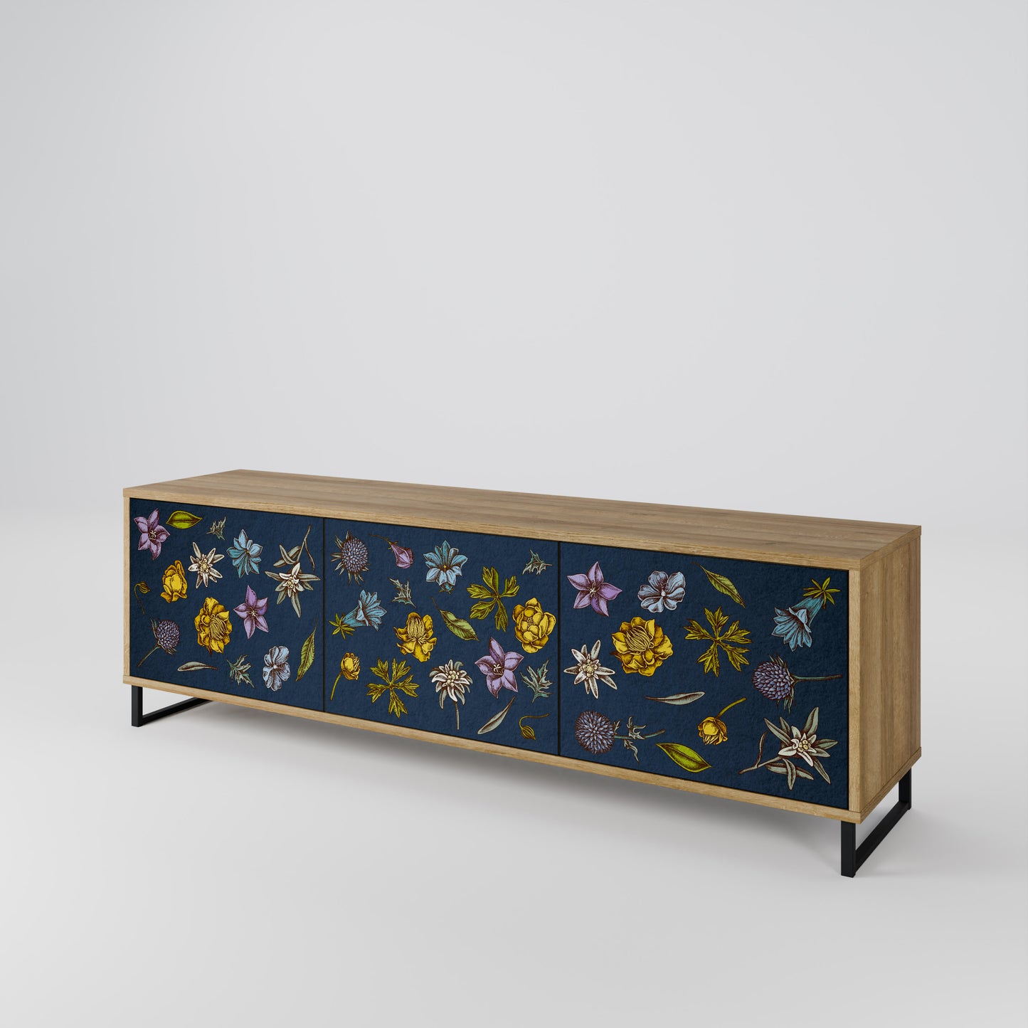 FLOWERS ON NAVY BLUE Mobile TV a 3 Ante in Effetto Rovere