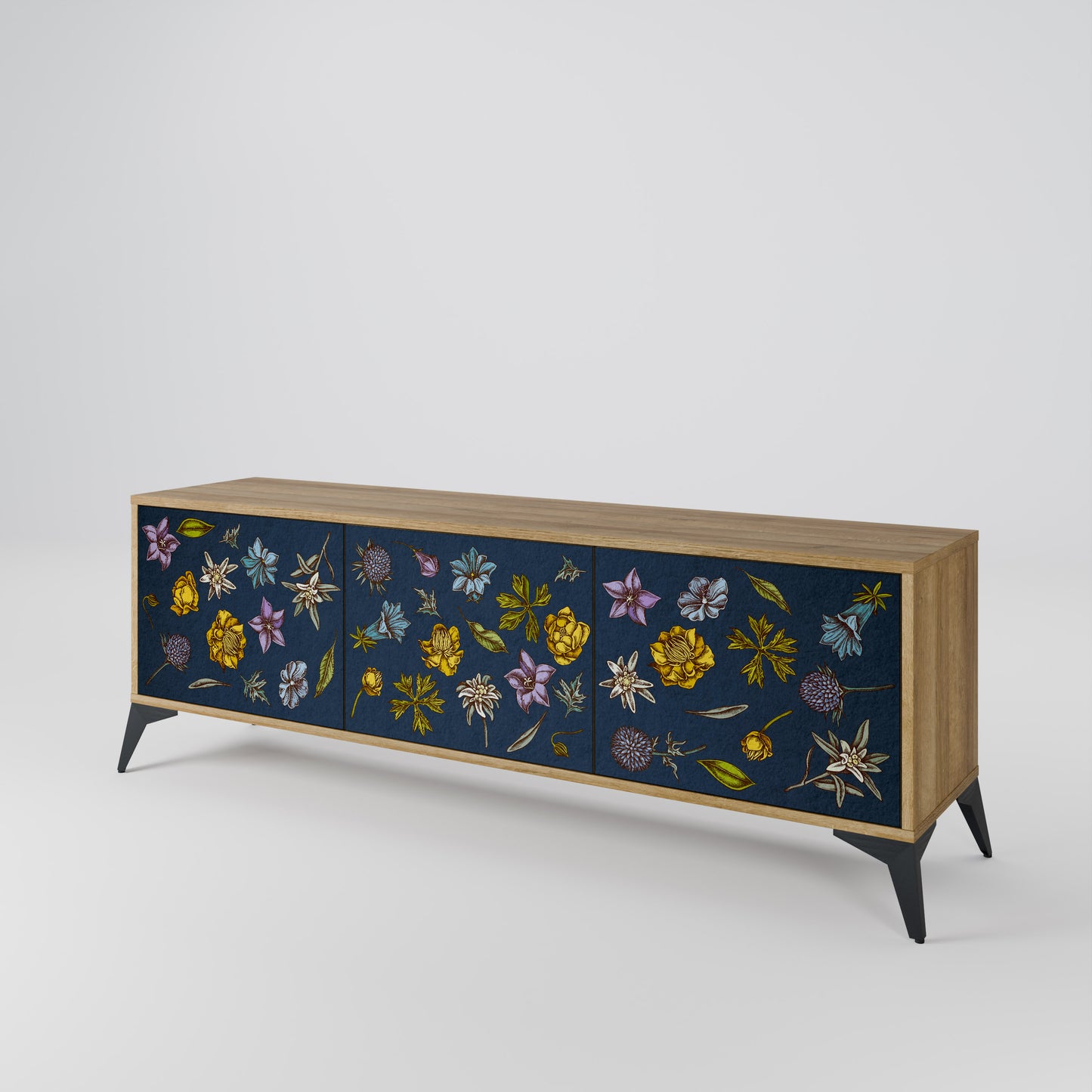 FLOWERS ON NAVY BLUE Mobile TV a 3 Ante in Effetto Rovere