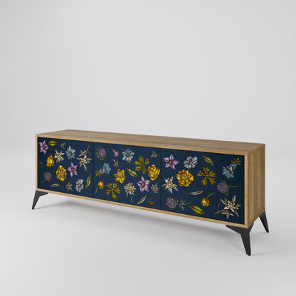 FLOWERS ON NAVY BLUE Mobile TV a 3 Ante in Effetto Rovere