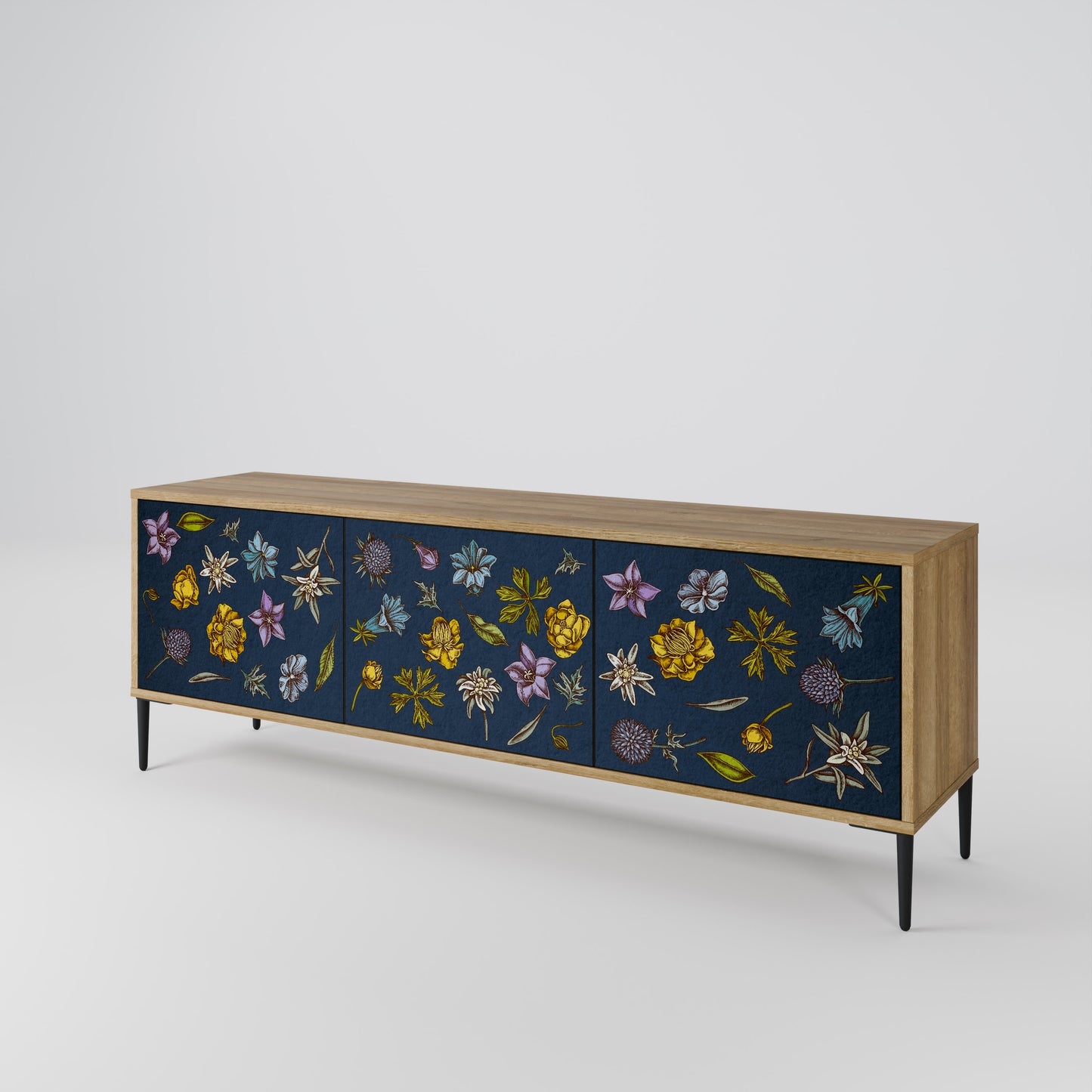 FLOWERS ON NAVY BLUE Mobile TV a 3 Ante in Effetto Rovere