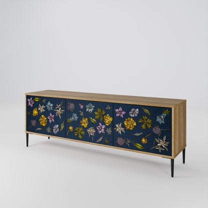 FLOWERS ON NAVY BLUE Mobile TV a 3 Ante in Effetto Rovere