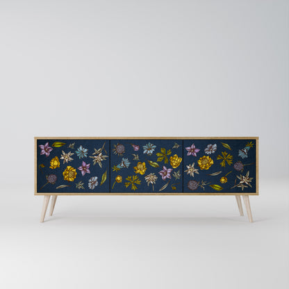 FLOWERS ON NAVY BLUE Mobile TV a 3 Ante in Effetto Rovere