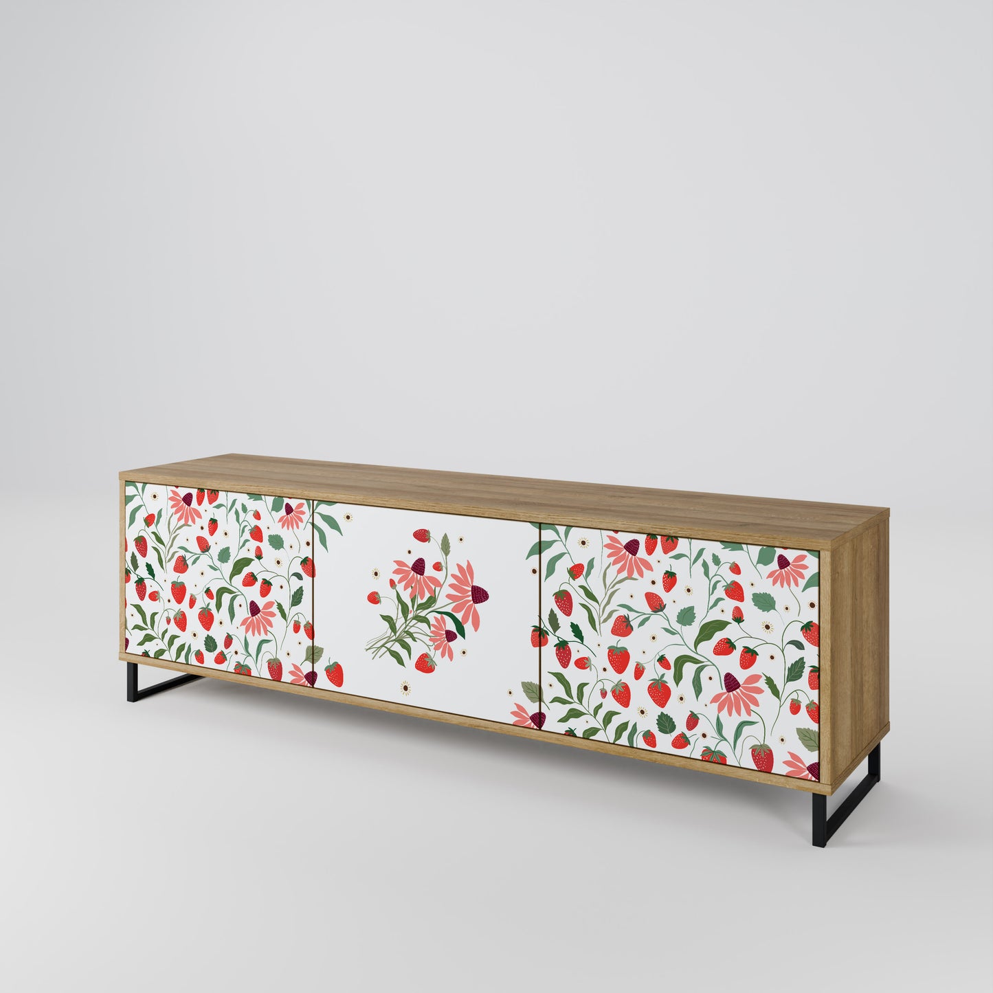 FLOWERS AND STRAWBERRIES Mobile TV a 3 Ante in Effetto Rovere