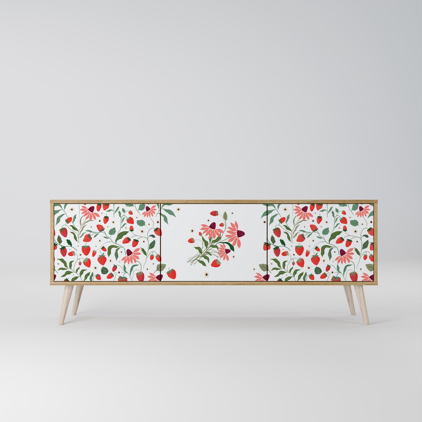 FLOWERS AND STRAWBERRIES Mobile TV a 3 Ante in Effetto Rovere
