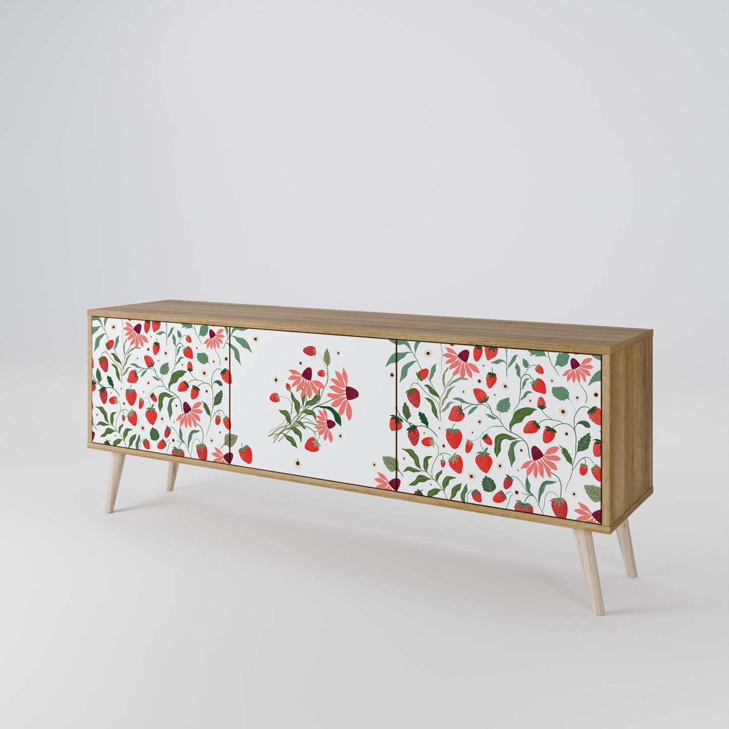 FLOWERS AND STRAWBERRIES Mobile TV a 3 Ante in Effetto Rovere
