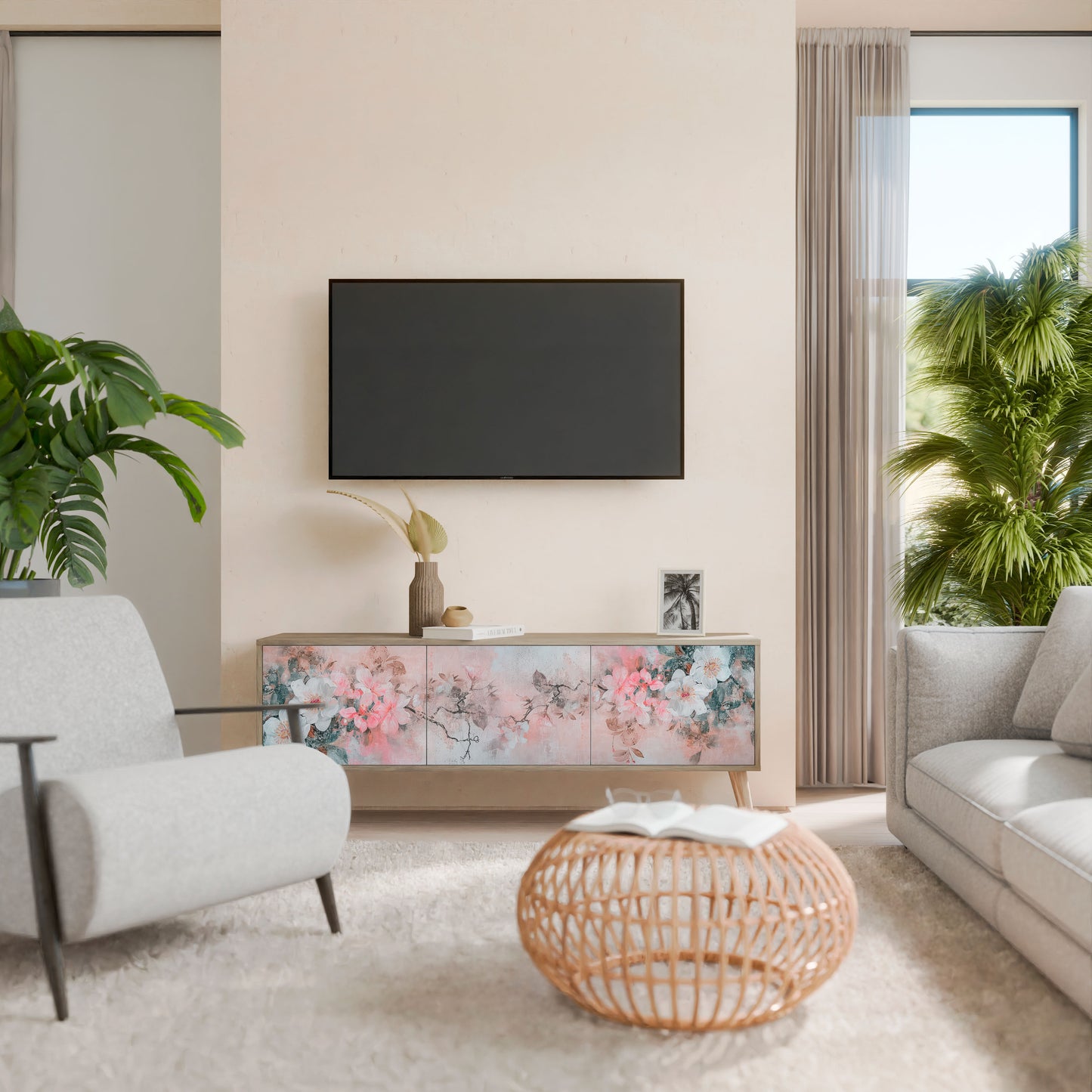CHERRY BLOSSOM Mobile TV a 3 Ante in Effetto Rovere