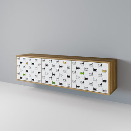 CATS COMPILATION 3-Door TV Stand in Oak Effect