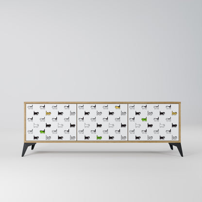 CATS COMPILATION 3-Door TV Stand in Oak Effect