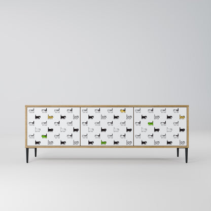 CATS COMPILATION 3-Door TV Stand in Oak Effect
