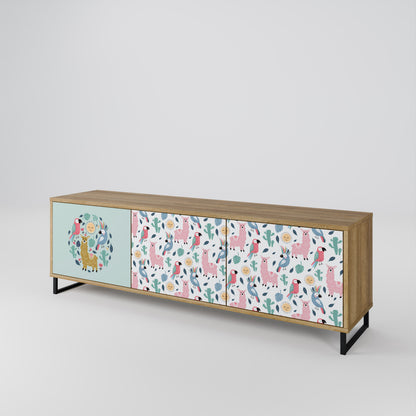 COLORFUL ALPACAS Mobile TV a 3 Ante in Effetto Rovere