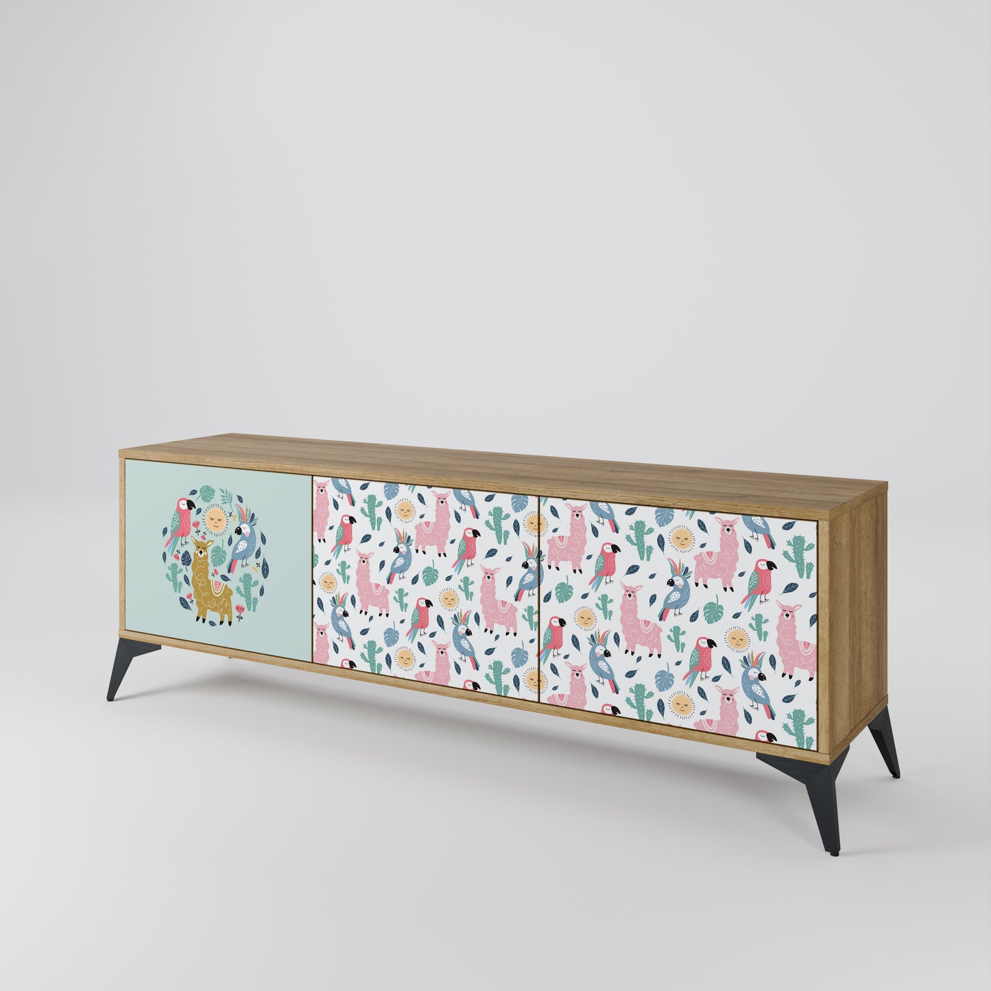 COLORFUL ALPACAS Mobile TV a 3 Ante in Effetto Rovere