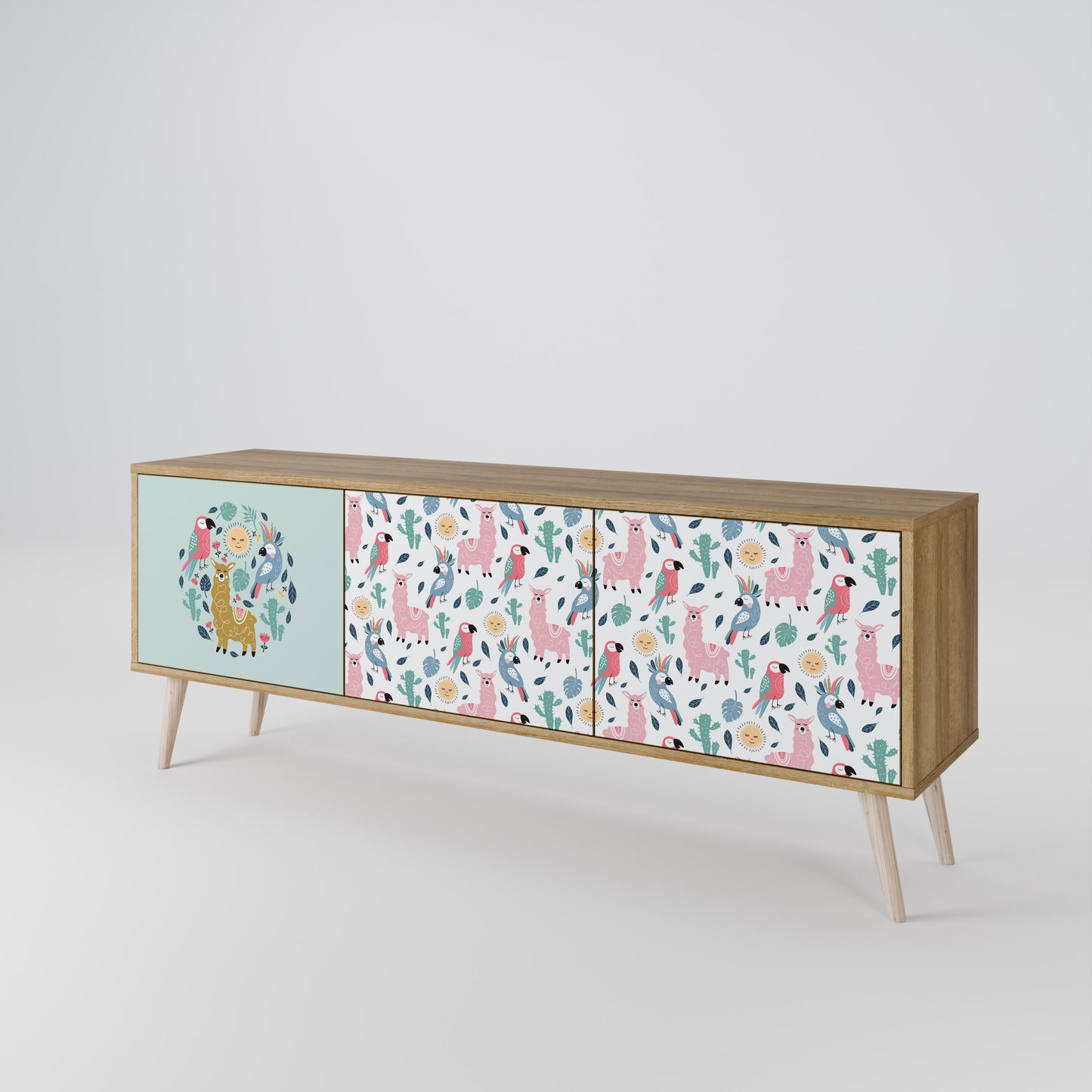 COLORFUL ALPACAS Mobile TV a 3 Ante in Effetto Rovere