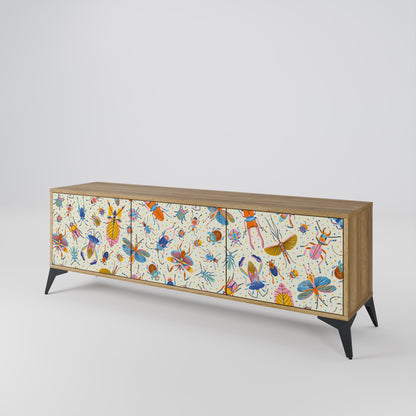 Mobile TV a 3 ante COLORFUL INSETTI in effetto rovere