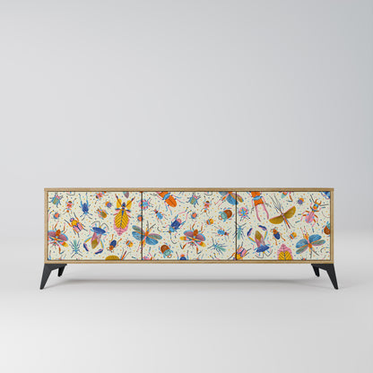 Mobile TV a 3 ante COLORFUL INSETTI in effetto rovere
