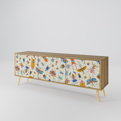 Mobile TV a 3 ante COLORFUL INSETTI in effetto rovere
