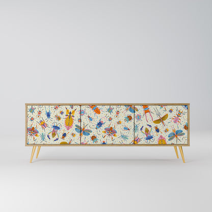 Mobile TV a 3 ante COLORFUL INSETTI in effetto rovere