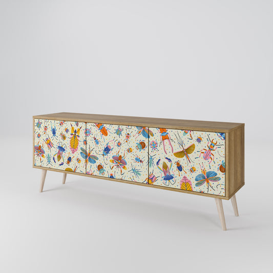 Mobile TV a 3 ante COLORFUL INSETTI in effetto rovere