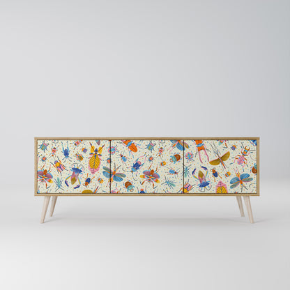 Mobile TV a 3 ante COLORFUL INSETTI in effetto rovere