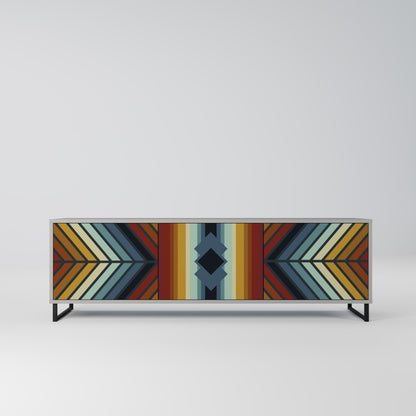 INDIGENOUS ZIGZAG 3-Door TV Stand in Grey Finish