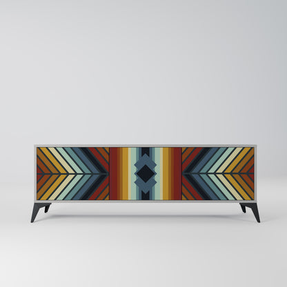 INDIGENOUS ZIGZAG 3-Door TV Stand in Grey Finish