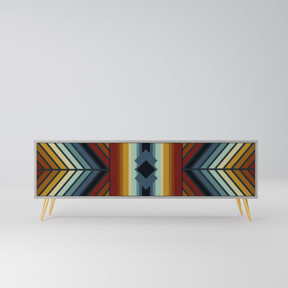 INDIGENOUS ZIGZAG 3-Door TV Stand in Grey Finish