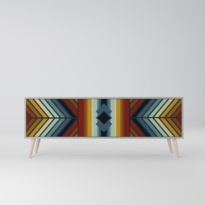INDIGENOUS ZIGZAG 3-Door TV Stand in Grey Finish