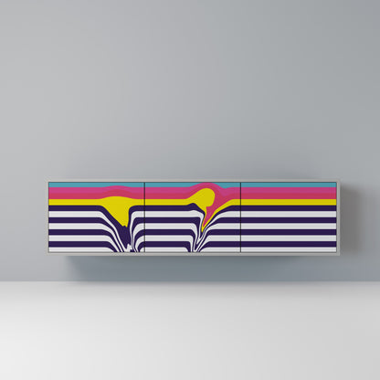 COLORFUL DIVERSION 3-Door TV Stand in Grey Finish