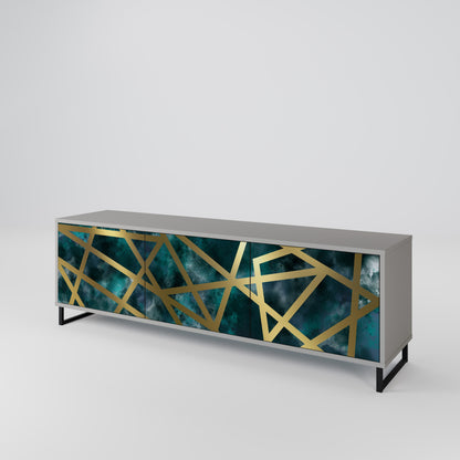 THE LABYRINTH OF GOLD 3-Door TV Stand in Grey Finish