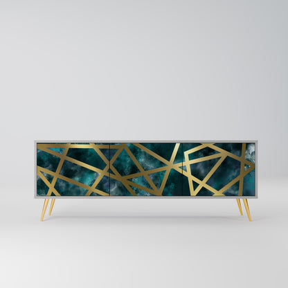 THE LABYRINTH OF GOLD 3-Door TV Stand in Grey Finish