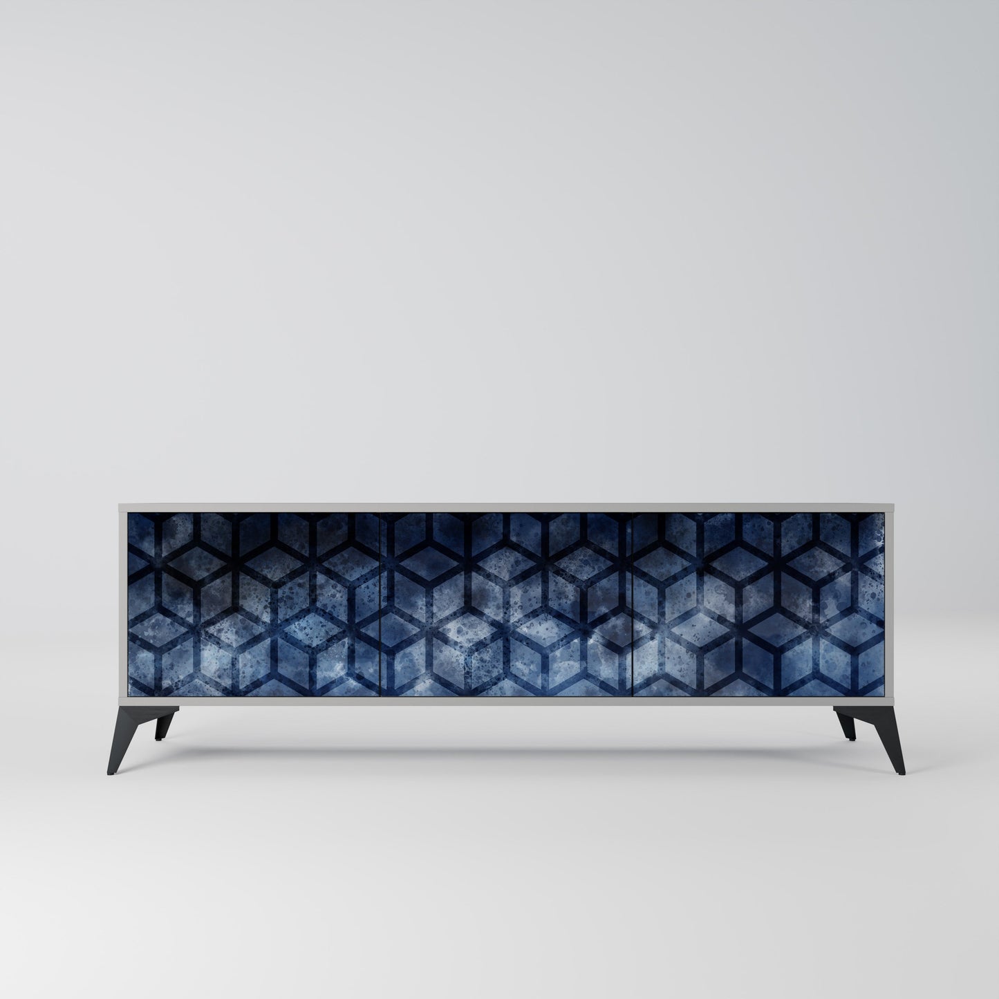 CUBIC MIST 3-Door TV Stand in Grey Finish