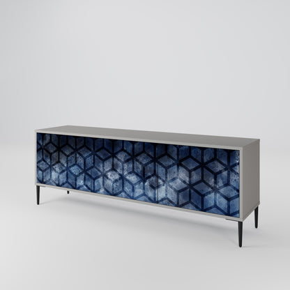 CUBIC MIST 3-Door TV Stand in Grey Finish