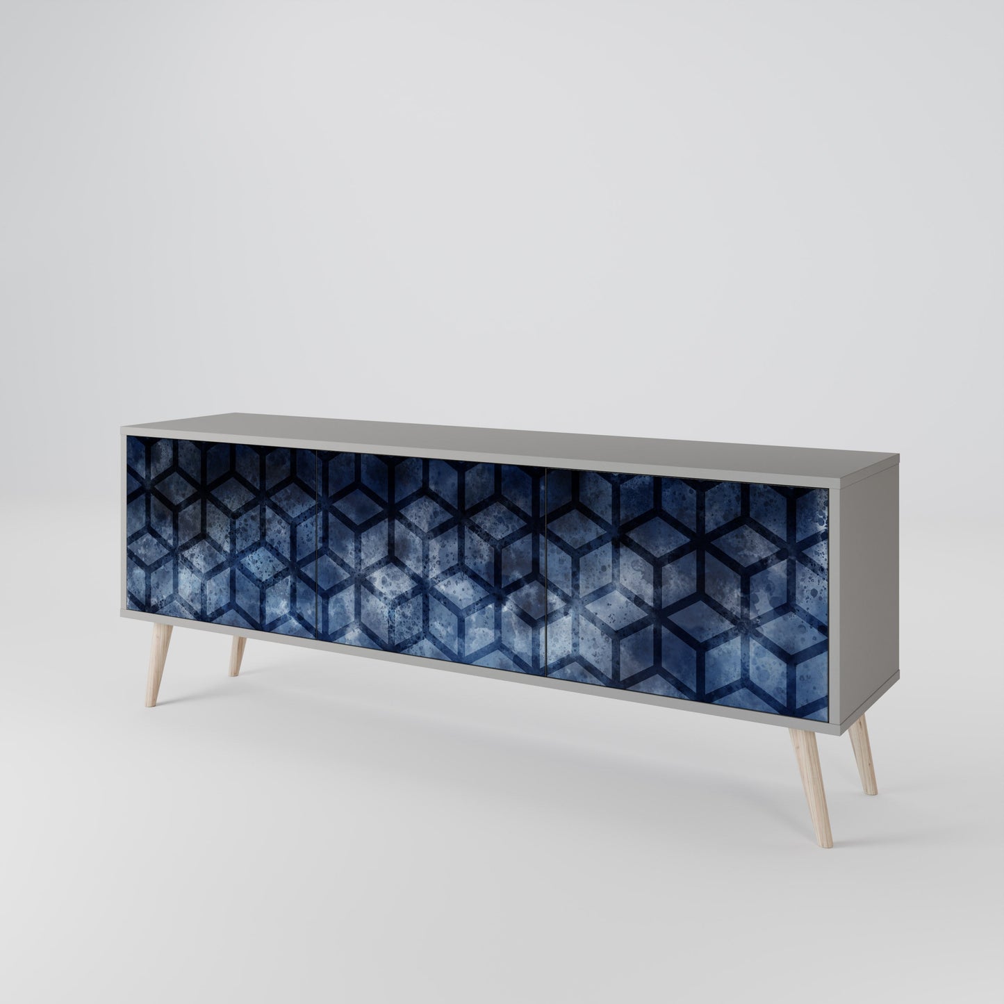 CUBIC MIST 3-Door TV Stand in Grey Finish