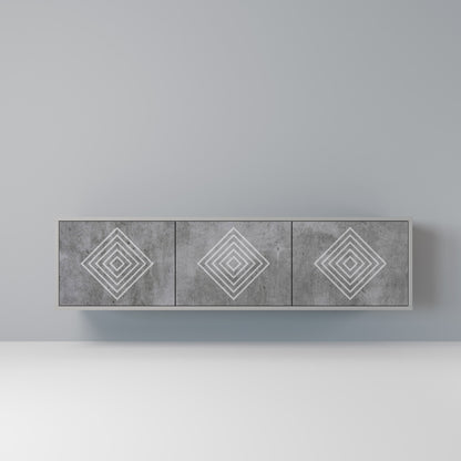 POLYGONAL ARTISTRY 3-Door TV Stand in Grey Finish