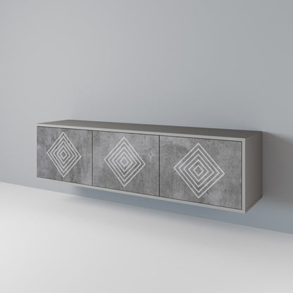 POLYGONAL ARTISTRY 3-Door TV Stand in Grey Finish