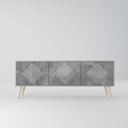 POLYGONAL ARTISTRY 3-Door TV Stand in Grey Finish
