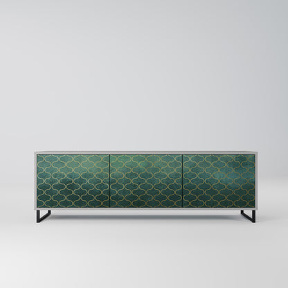 TESSELATED GREENERY 3-Door TV Stand in Grey Finish