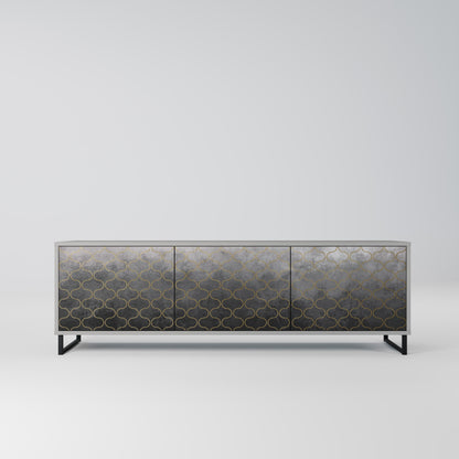 TESSELATED GRAYISH 3-Door TV Stand in Grey Finish