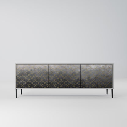 TESSELATED GRAYISH 3-Door TV Stand in Grey Finish