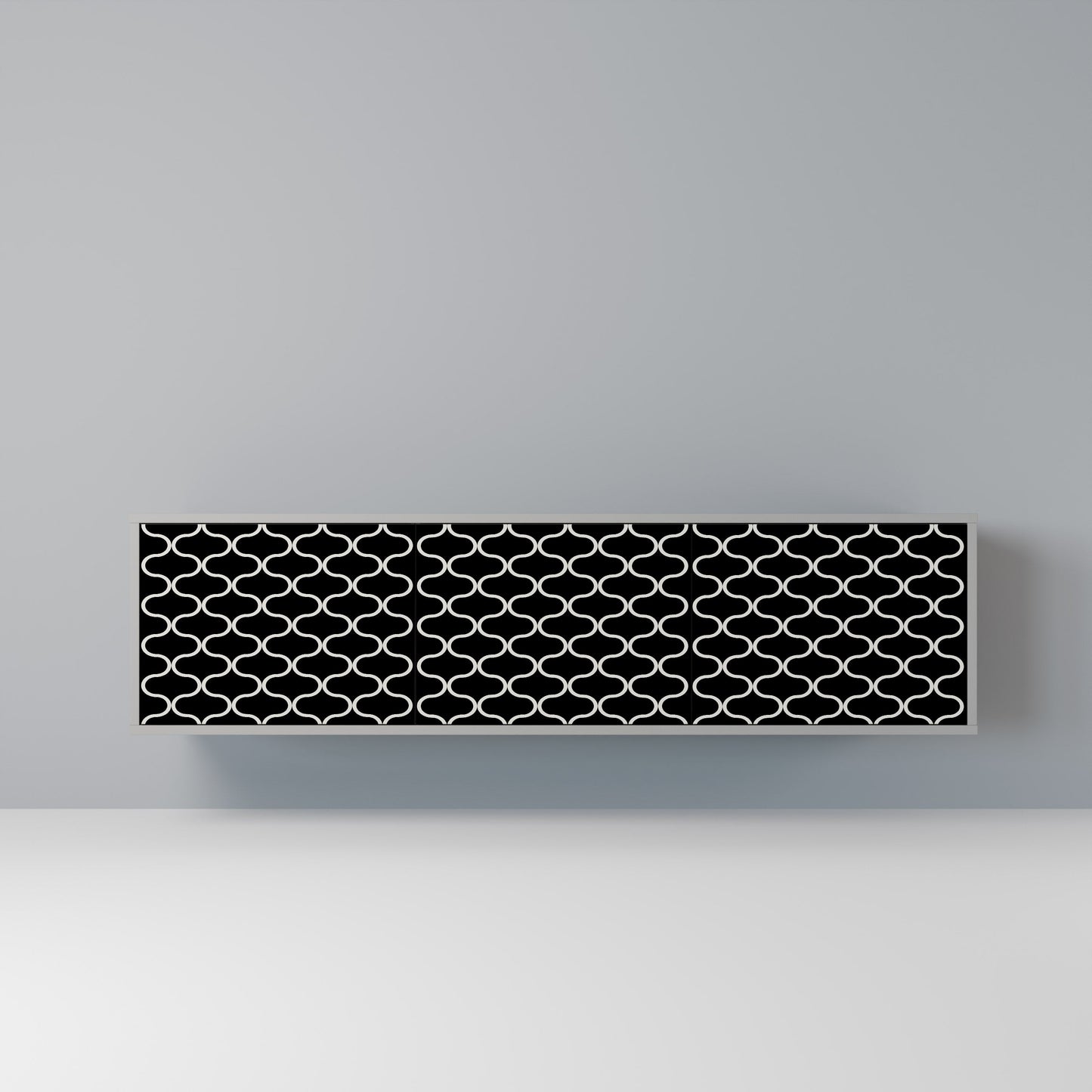 TESSELATED BLACKNESS 3-Door TV Stand in Grey Finish