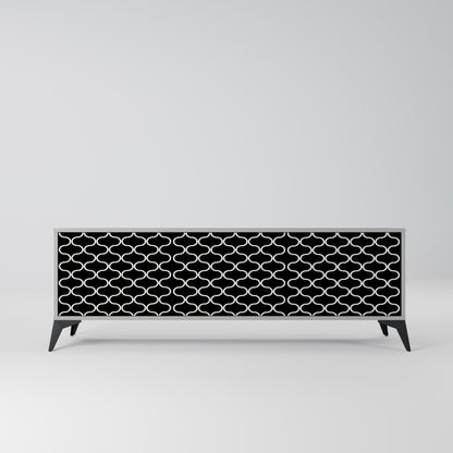TESSELATED BLACKNESS 3-Door TV Stand in Grey Finish