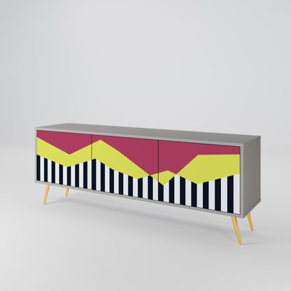 PIANO FANTASY 3-Door TV Stand in Grey Finish